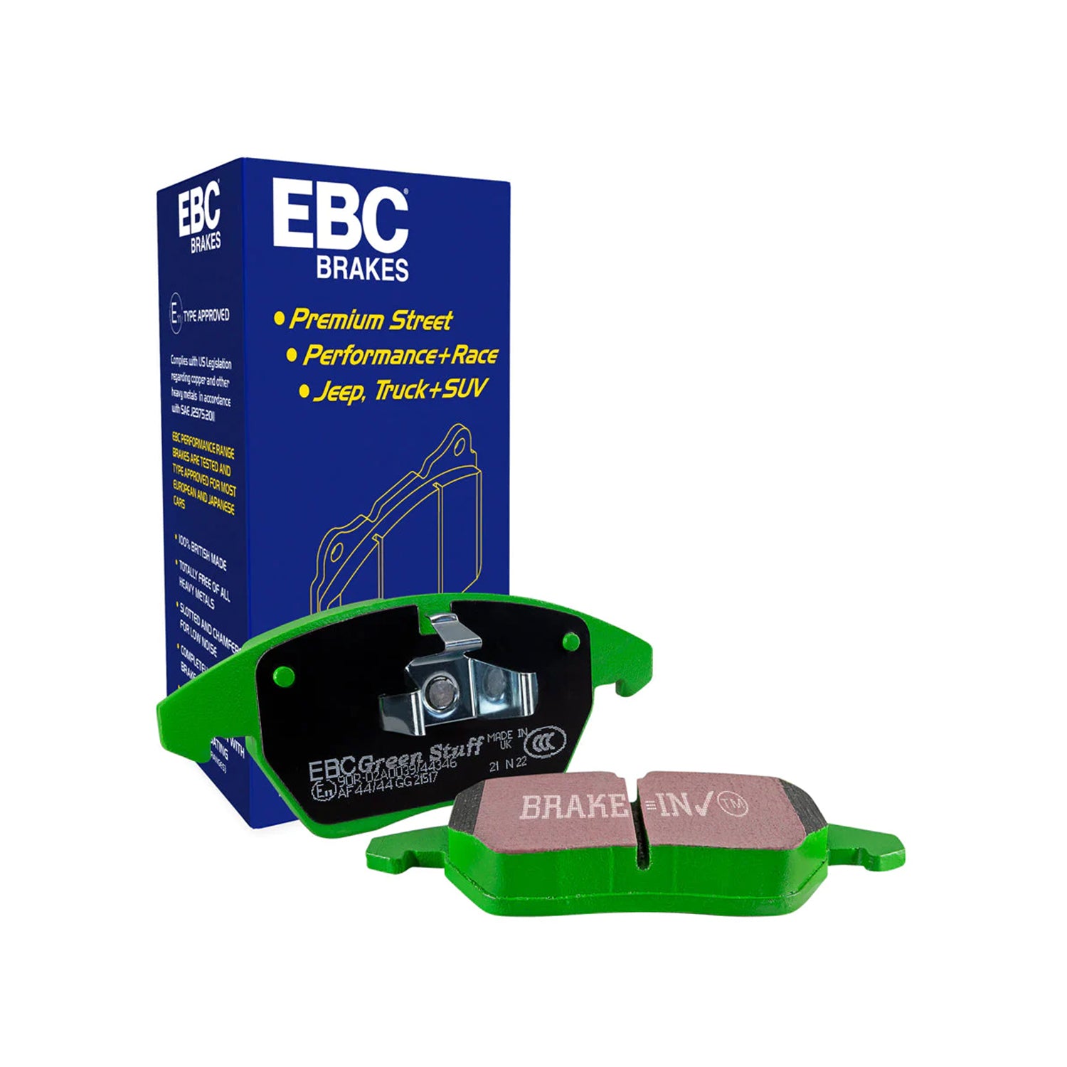 EBC Greenstuff DP22302 front brake pads for BMW G20 M340i, G22 M440i, G42 M240i, and Toyota GR Supra – low dust, high-performance brake pads