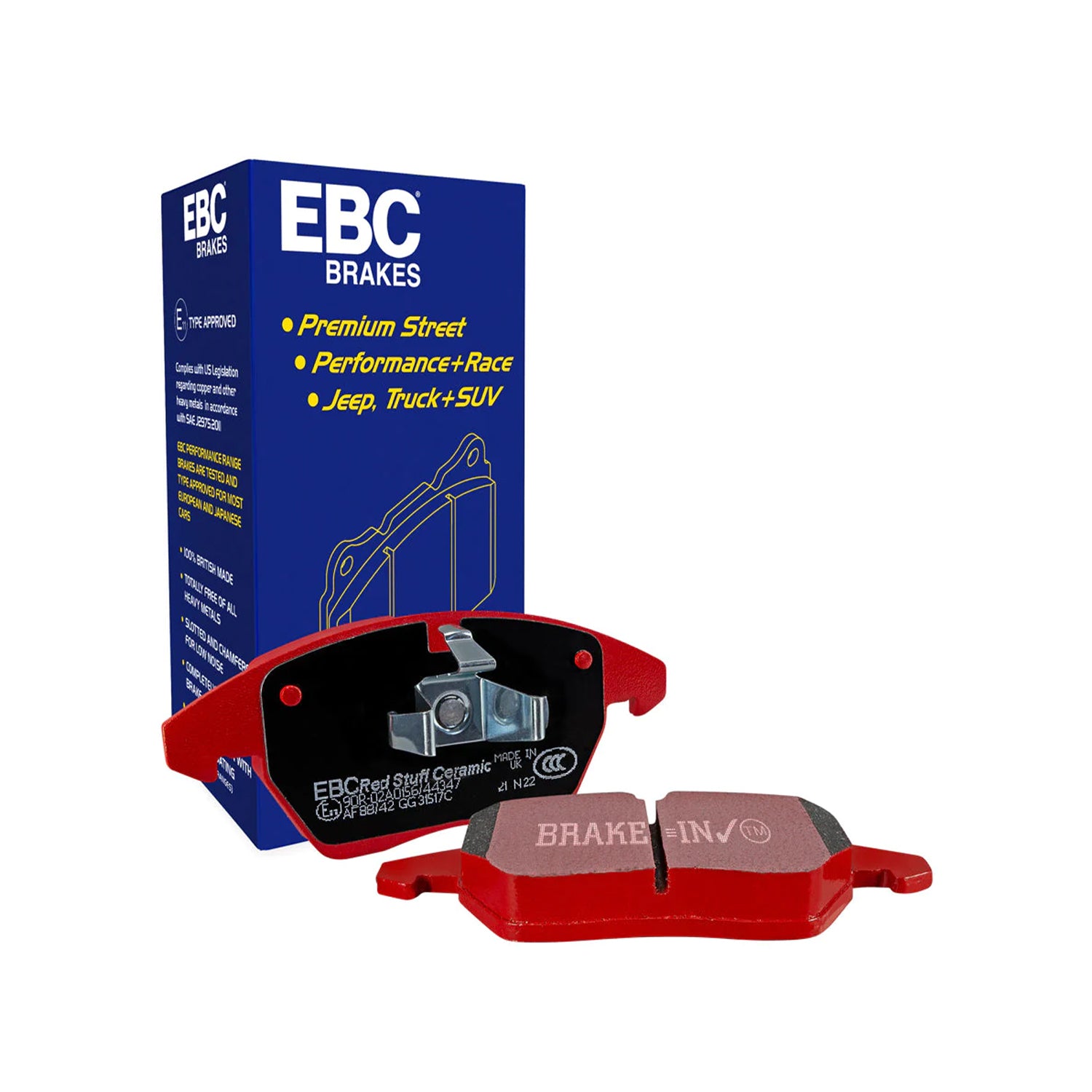 EBC Redstuff DP32302C front brake pads for BMW G20 M340i, G22 M440i, G42 M240i, and Toyota GR Supra – low dust, high-performance ceramic pads