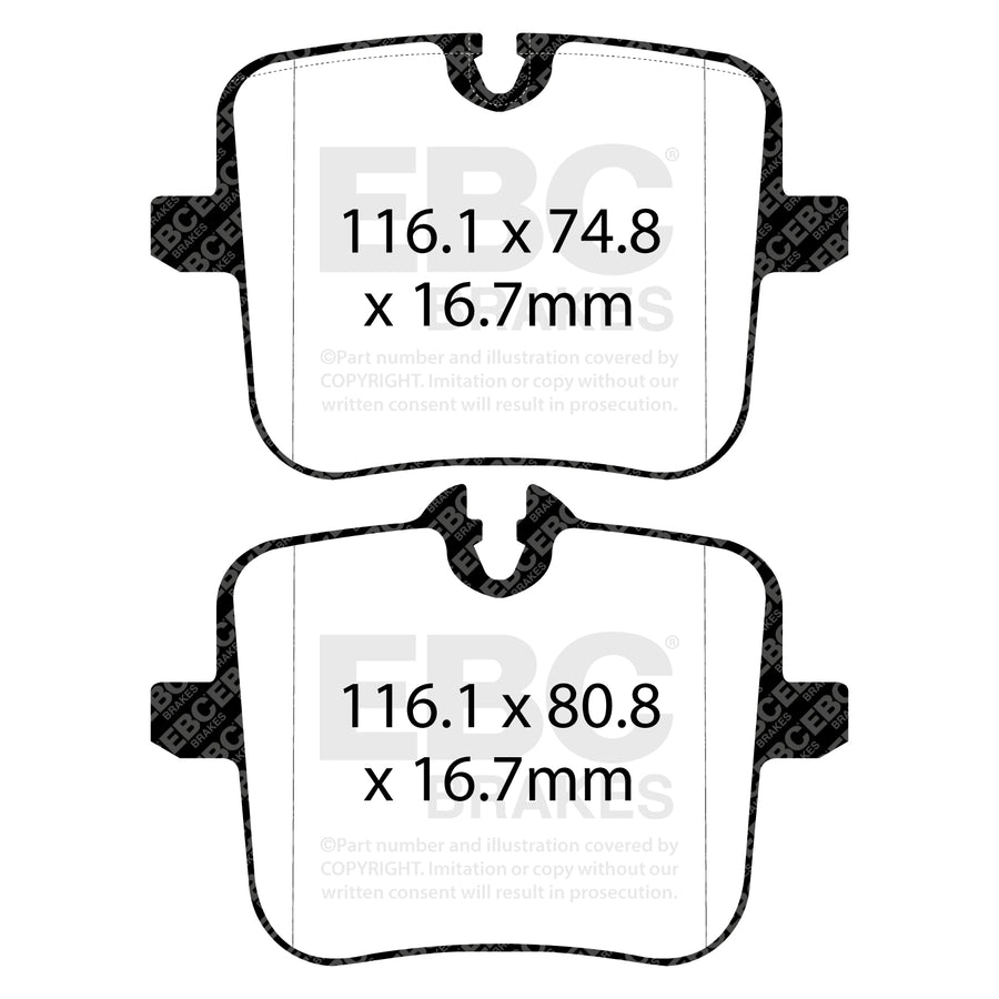 EBC Redstuff Rear Brake Pads For BMW F90 M5 & F92 M8 (3000 Series Sport Set DP32320C) Size