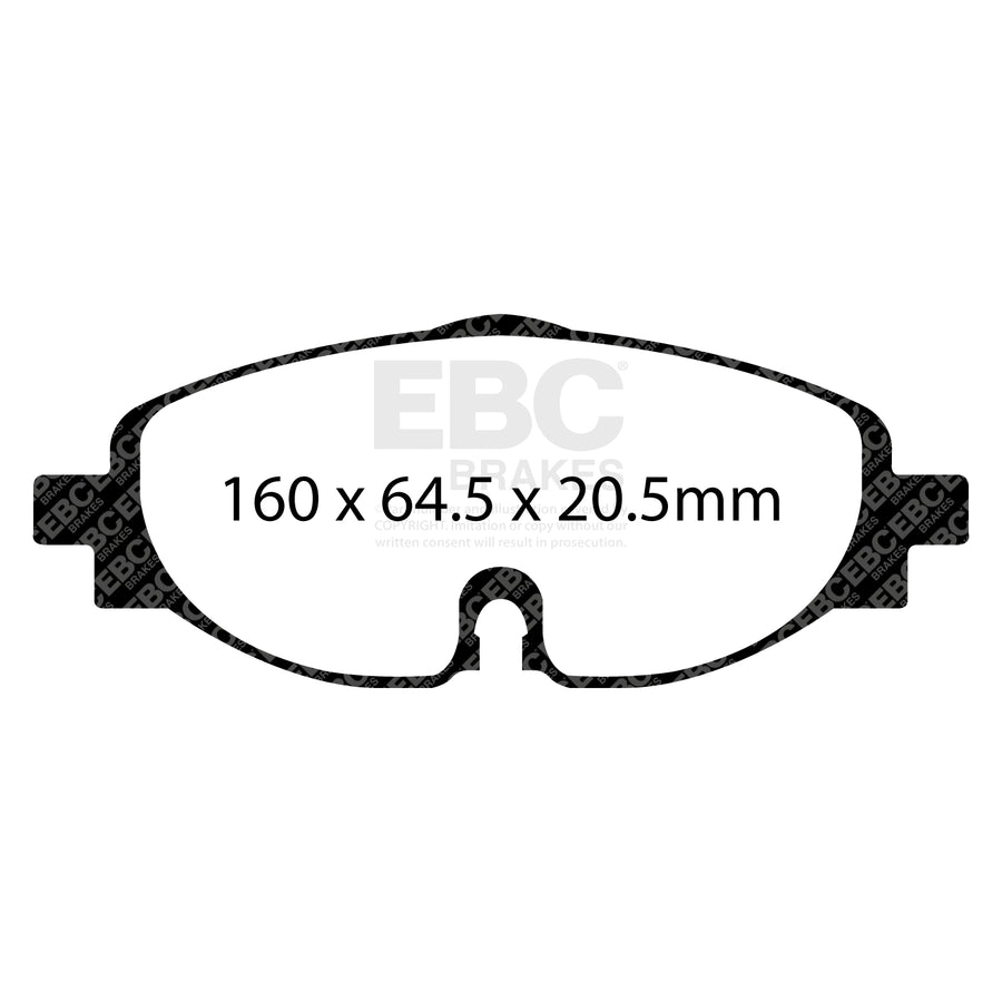 EBC Volkswagen Golf GTI Mk7 Redstuff Front Brake Pads DP32150C Dimensions