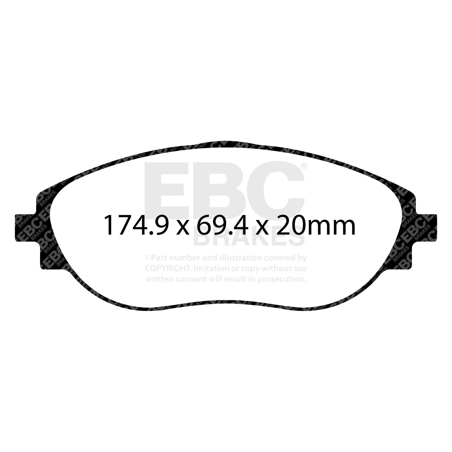 EBC Volkswagen Golf R RP-1 Full Race Front Brake Pads DP82127RP1 Dimensions