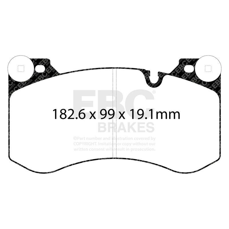 EBC Yellowstuff Front Brake Pads For BMW G80 M3, G82 M4, G87 M2 DP42454R Dimensions