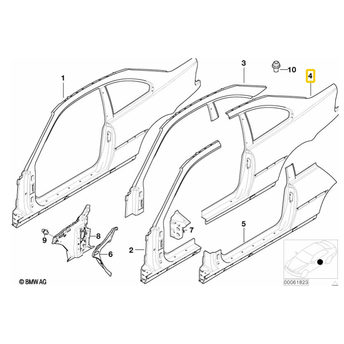 Genuine BMW E46 M3 Rear Quarter Panel Right – 41217890690