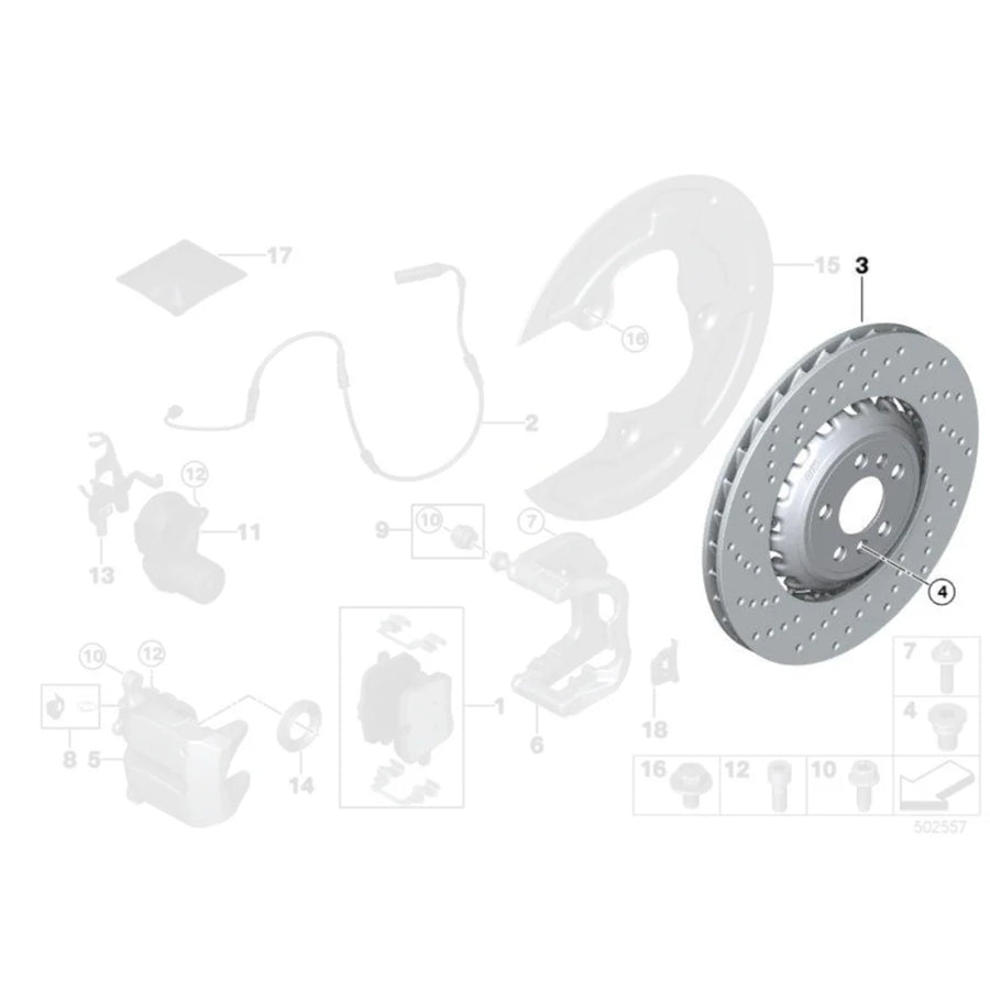 Genuine BMW OEM Rear Brake Discs/Rotors Pair For F95 X5M & F96 X6M - 34208074285 & 34208074286