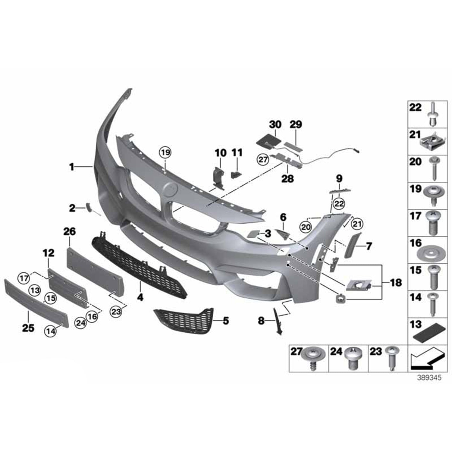Genuine BMW Front Air Open Mesh Grille For F80 M3 & F82/F83 M4 51118054301 51118054302
