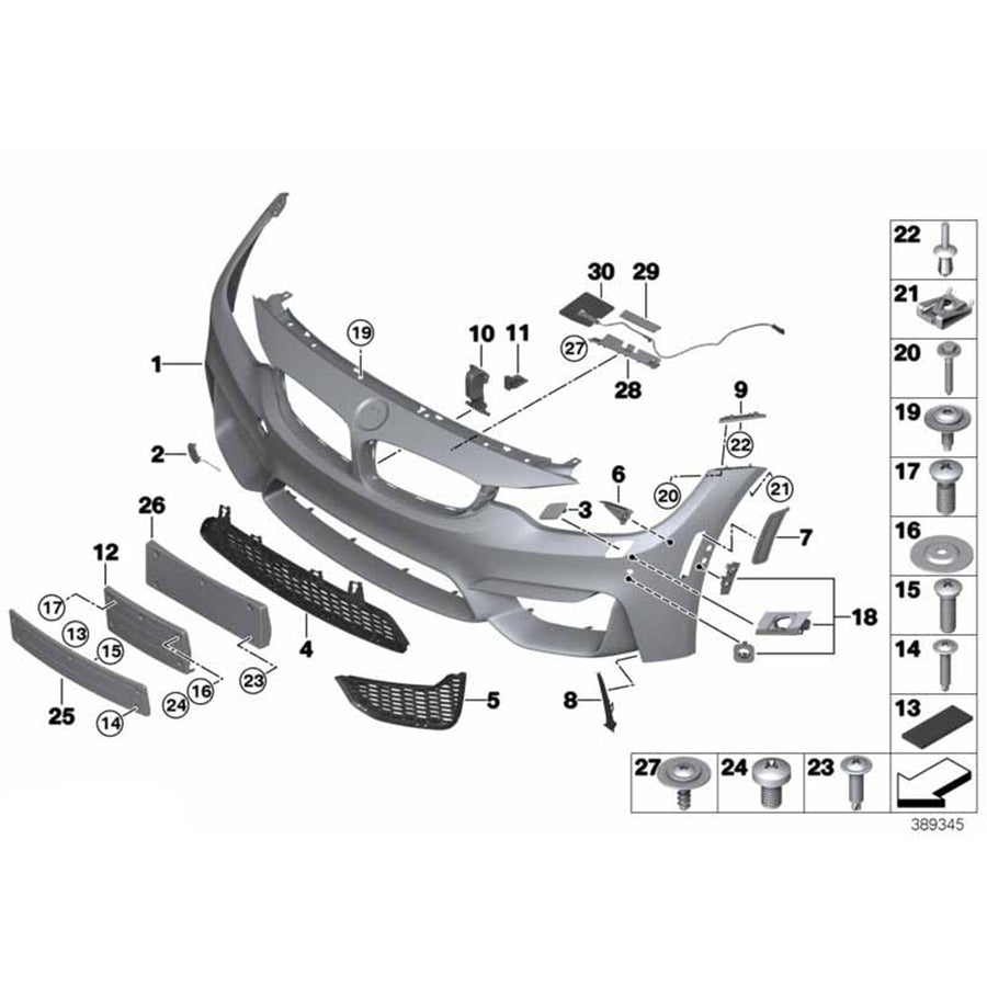 Genuine BMW Front Air Open Mesh Grille For F80 M3 & F82/F83 M4 51118054301 51118054302