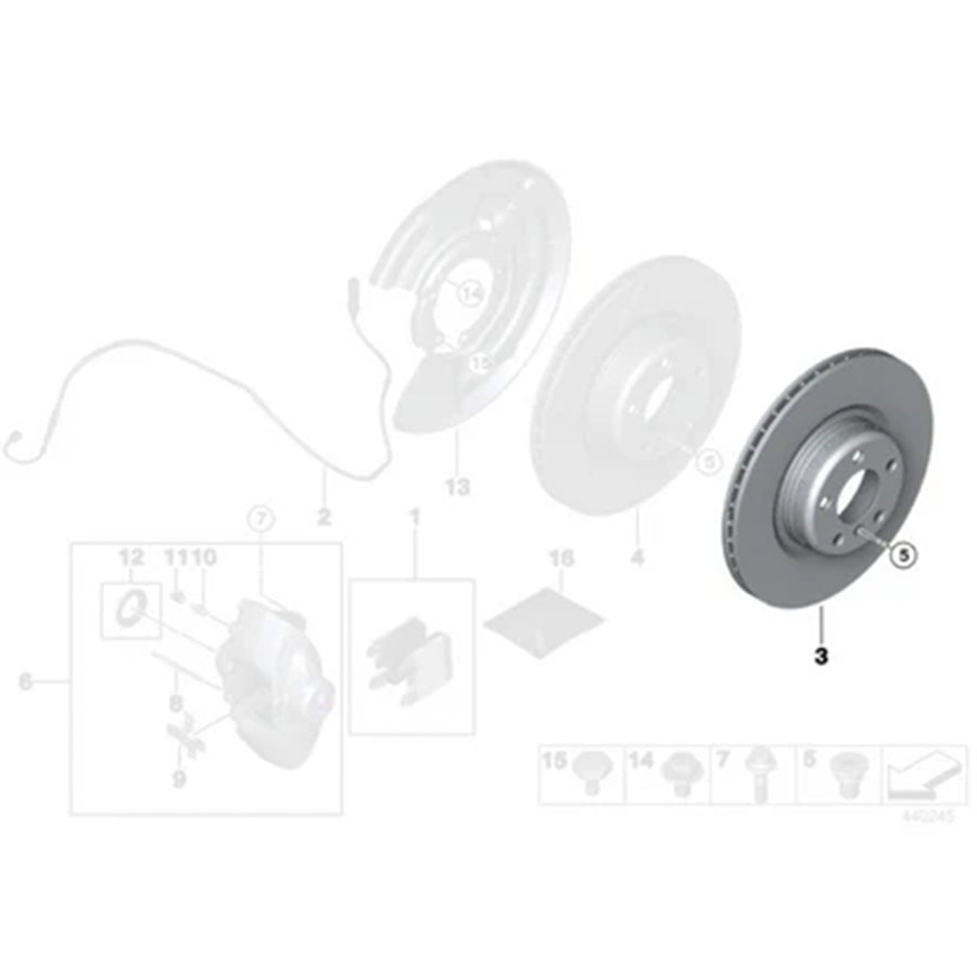 Genuine BMW OEM 345mm Rear Brake Discs/Rotors Pair For F30/F31/F34 3 Series & F32/F33/F36 4 Series 34206894382