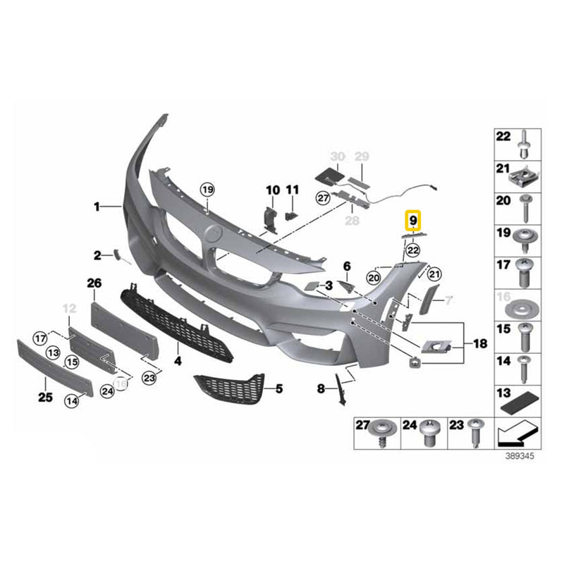 Genuine BMW OEM Fender Support For BMW F80 M3 & F82/F83 M4 51118057255 51118057256