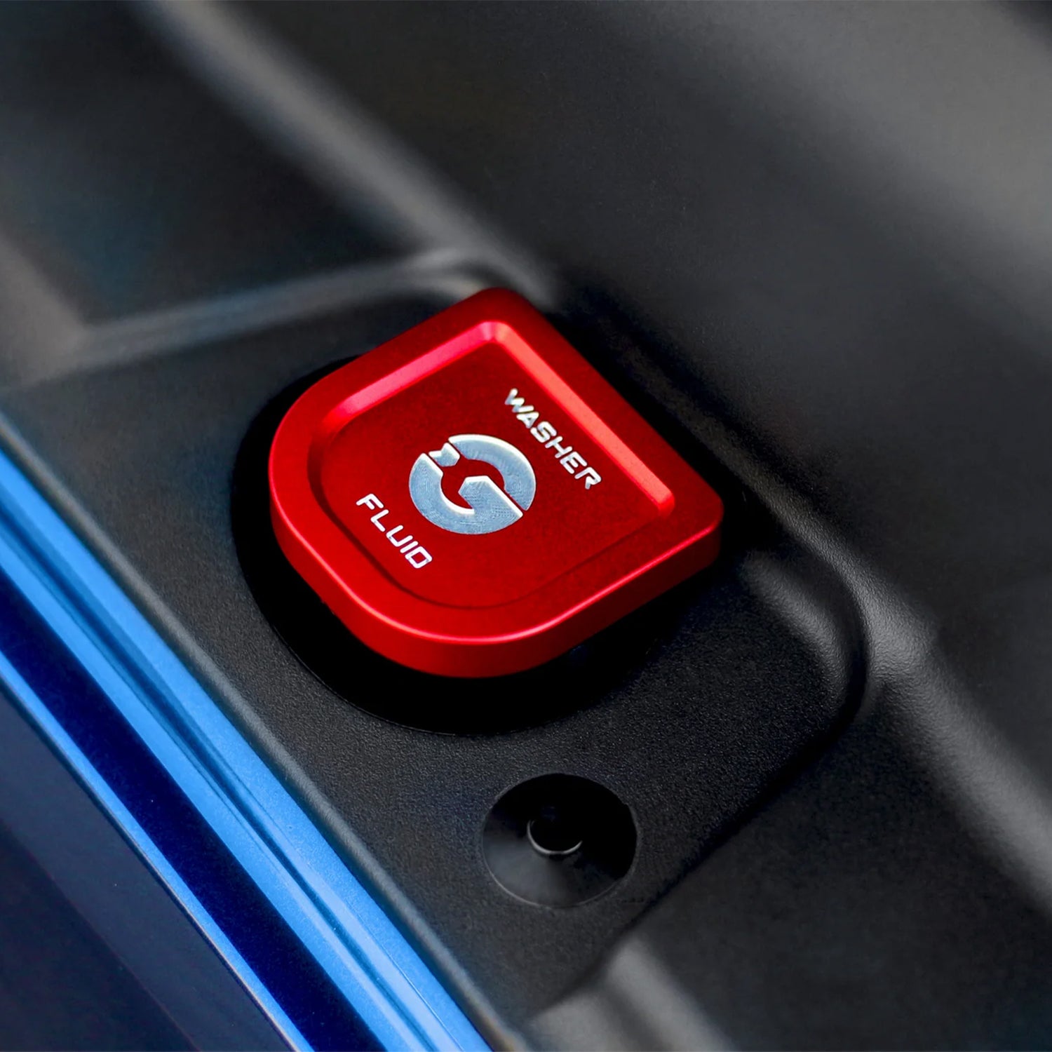 GoldenWrench Supply Toyota GR Supra BLACKLINE Performance Washer Fluid Cap In Red (A90 2020+)