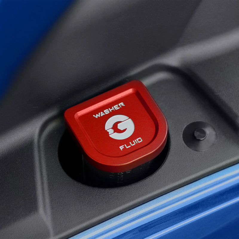 GoldenWrench Supply Toyota GR Supra BLACKLINE Performance Washer Fluid Cap In Red (A90 2020+)