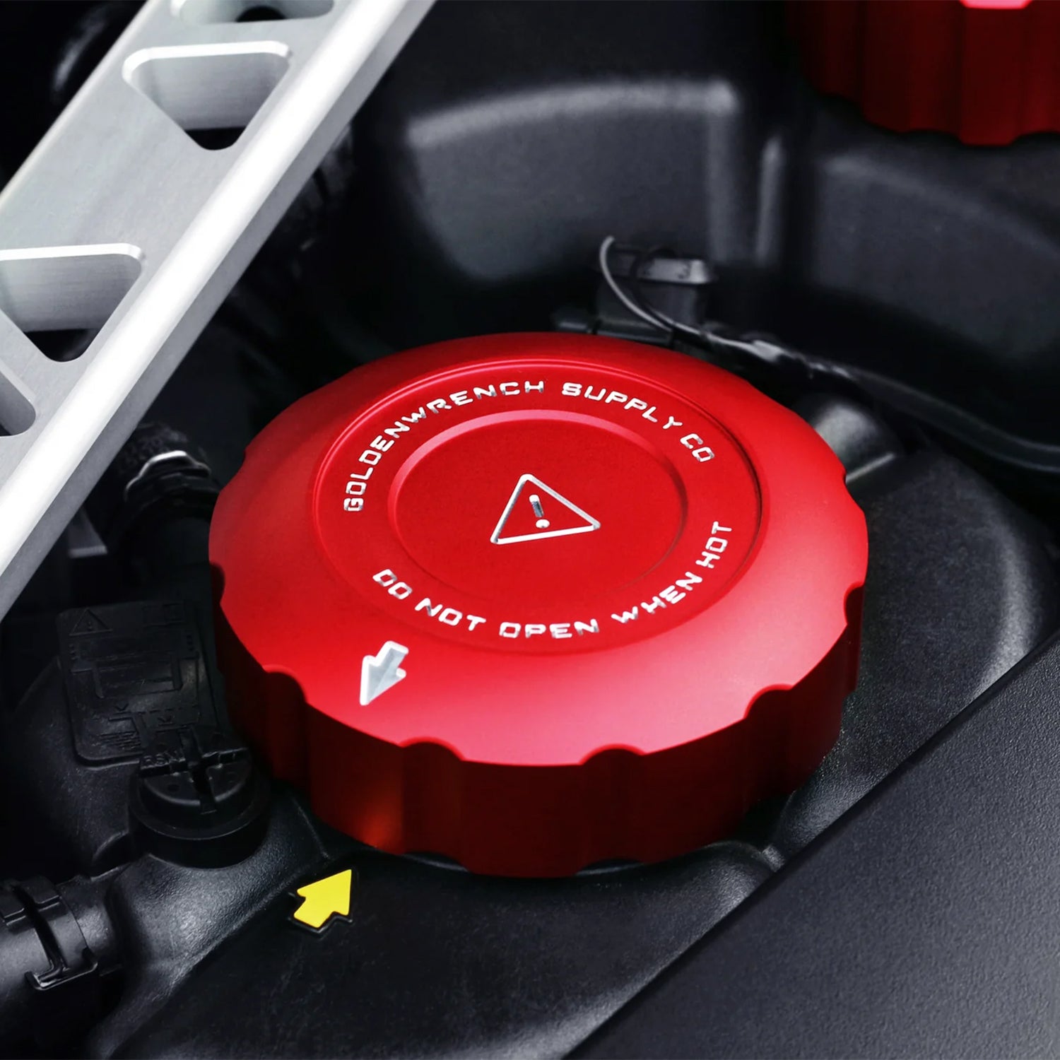 GoldenWrench Supply Toyota GR Supra BLACKLINE Performance Coolant Cap Cover Set In Red