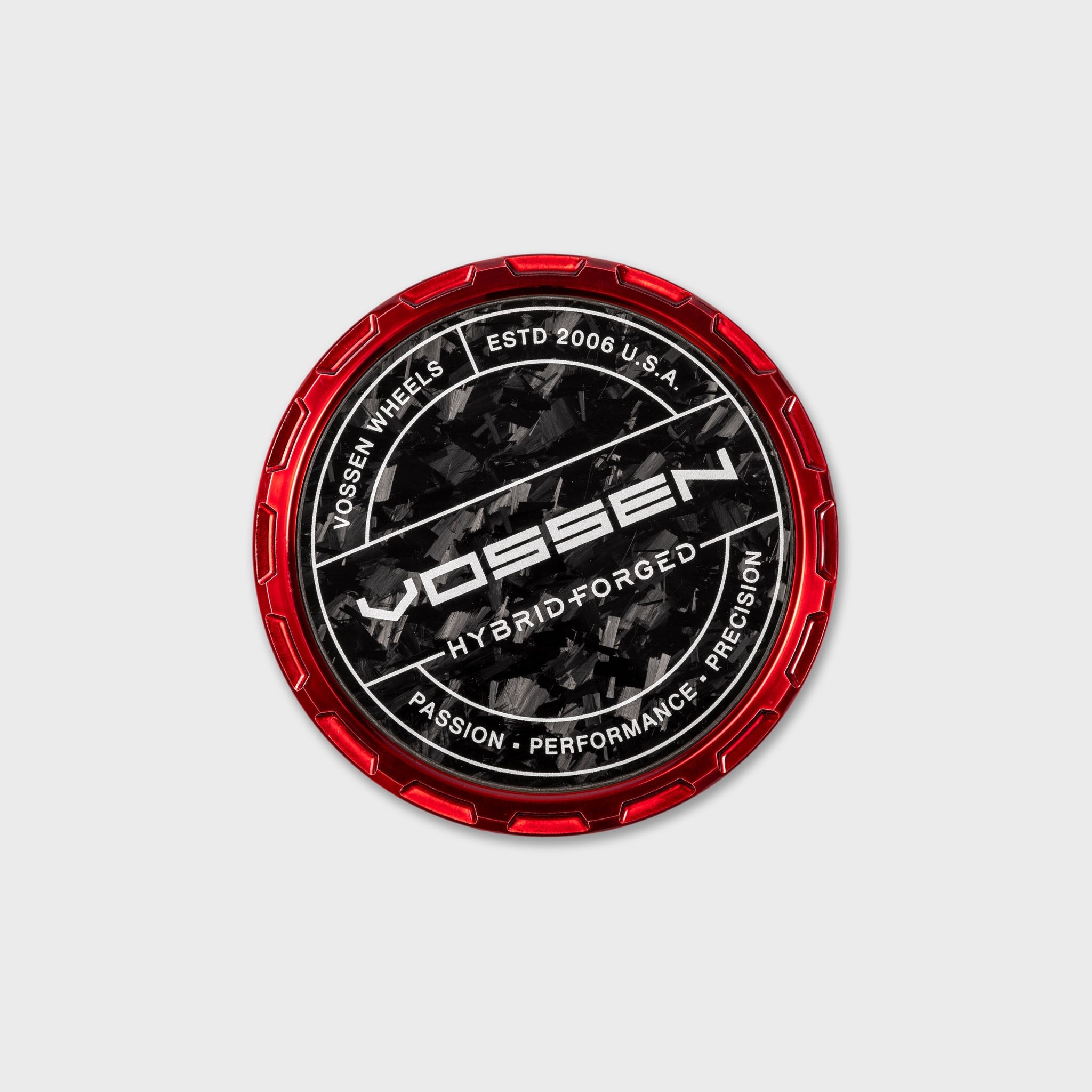 Vossen Hybrid Forged Carbon Billet Sport Cap for VF & HF Series Wheels (Vossen Red) - Forged Carbon