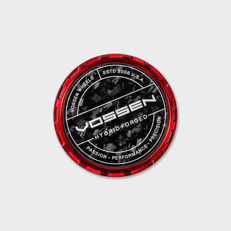 Vossen Hybrid Forged Carbon Billet Sport Cap for VF & HF Series Wheels (Vossen Red) - Forged Carbon