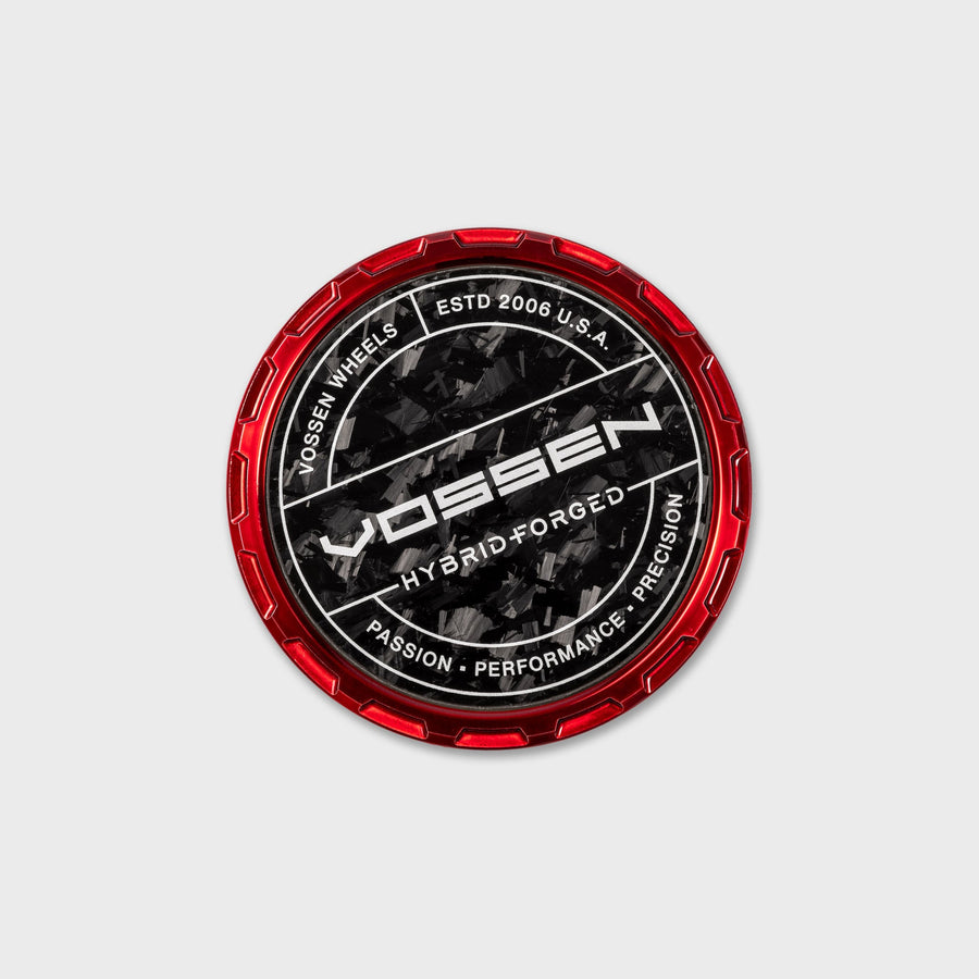 Vossen Hybrid Forged Carbon Billet Sport Cap for VF & HF Series Wheels (Vossen Red) - Forged Carbon