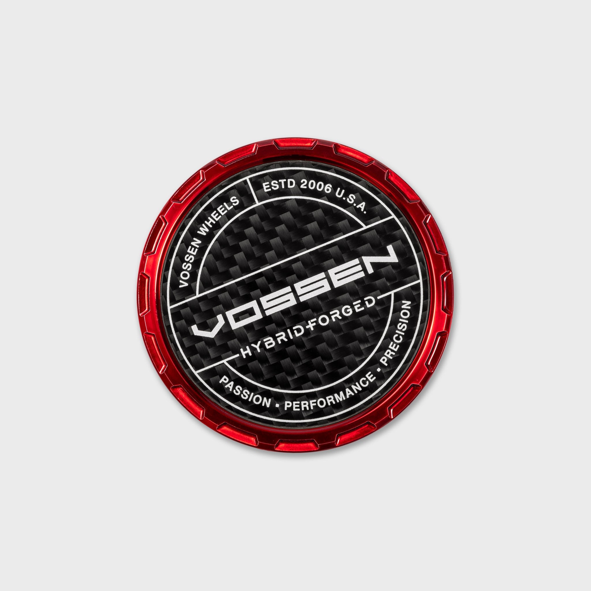 Vossen Carbon Hybrid Forged Billet Sport Cap for VF & HF Series Wheels (Vossen Red) - Twill Weave Carbon