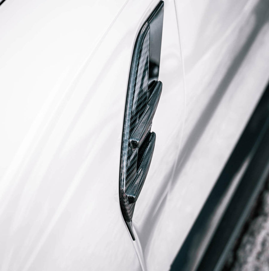 MHC+ BMW M3 Side Fender Badge Covers In Gloss Pre Preg Carbon Fibre (G80)-R44 Performance