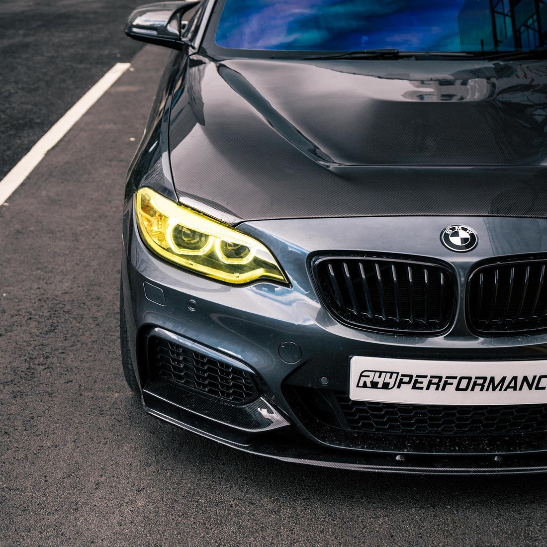 MHC Black BMW F87 M2 F22 2 Series Single Slat Front Grilles