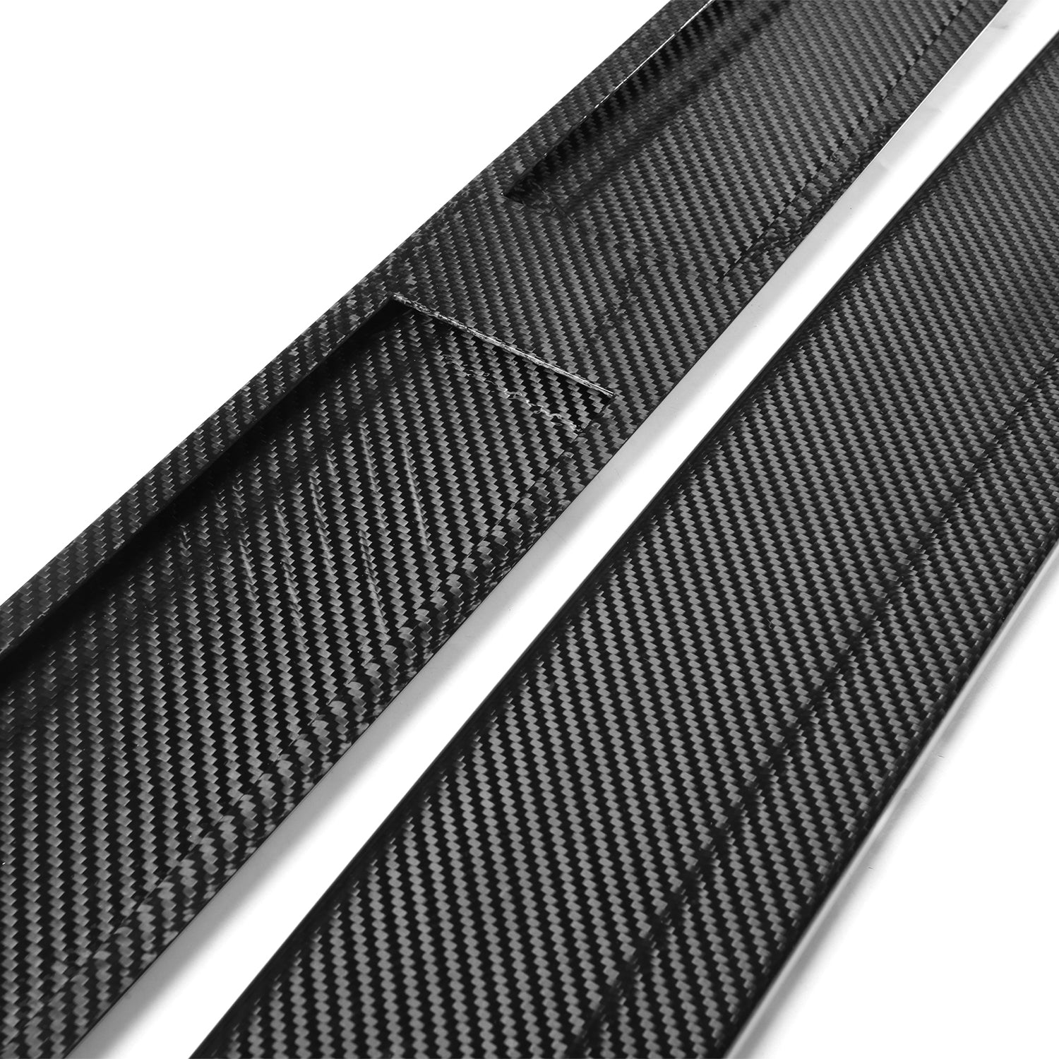 MHC+ BMW F80 M3 F82 M4 Full Length Carbon Fibre Performance Style Carbon Fibre Side Skirts On White Background