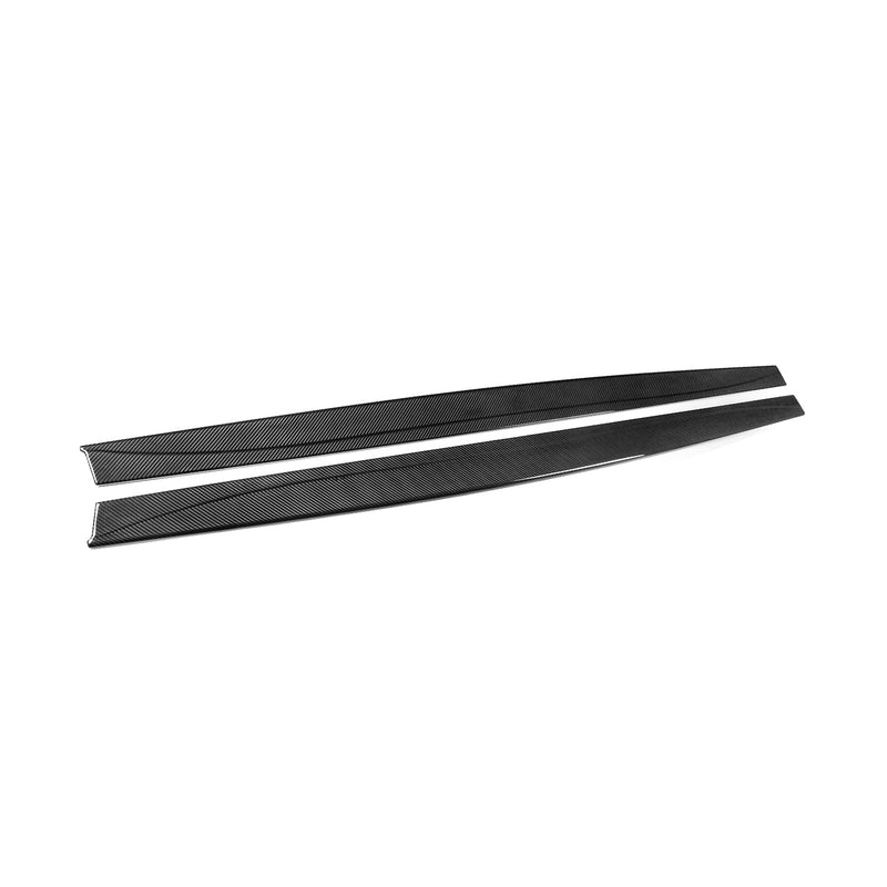 MHC+ BMW F80 M3 F82 M4 Full Length Carbon Fibre Performance Style Carbon Fibre Side Skirts On White Background