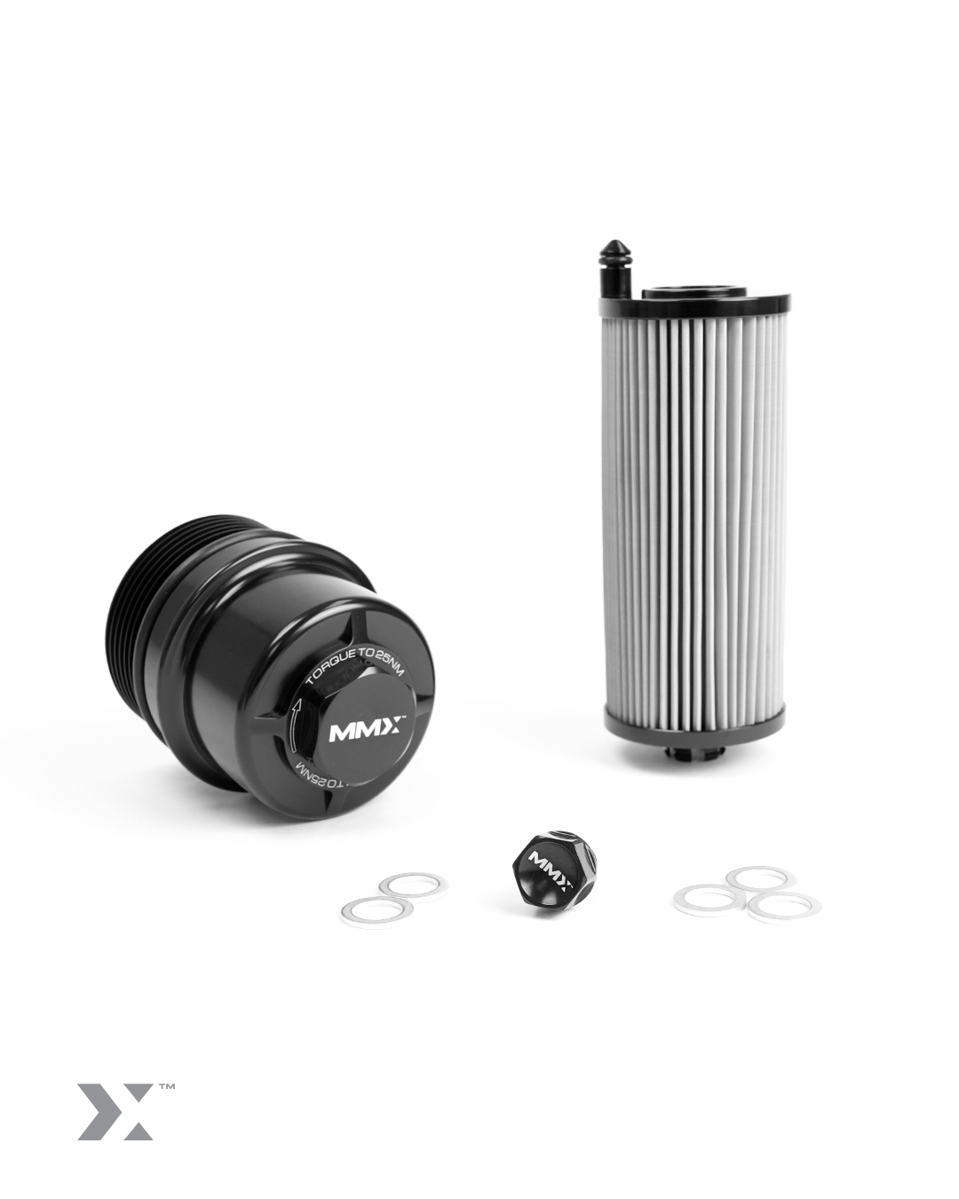 MMX BMW S58 oil change service kit with lifetime filter, billet housing and magnetic sump plug