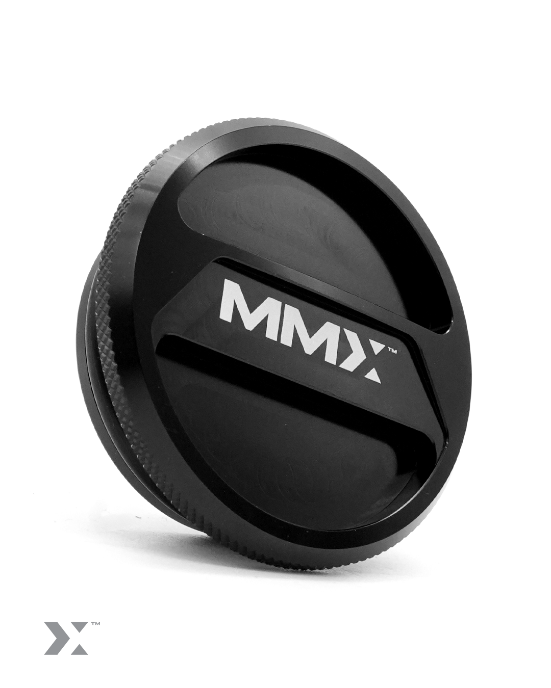 MMX gloss black billet washer fluid filler cap for F Series BMW engine bay