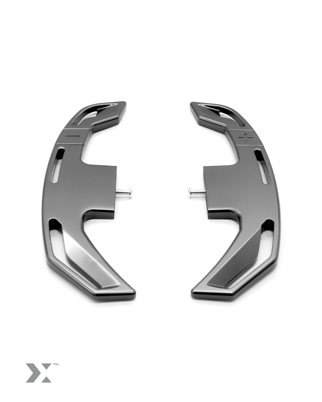 MMX billet gear shift paddles for BMW E9X M3 in titanium silver anodised finish