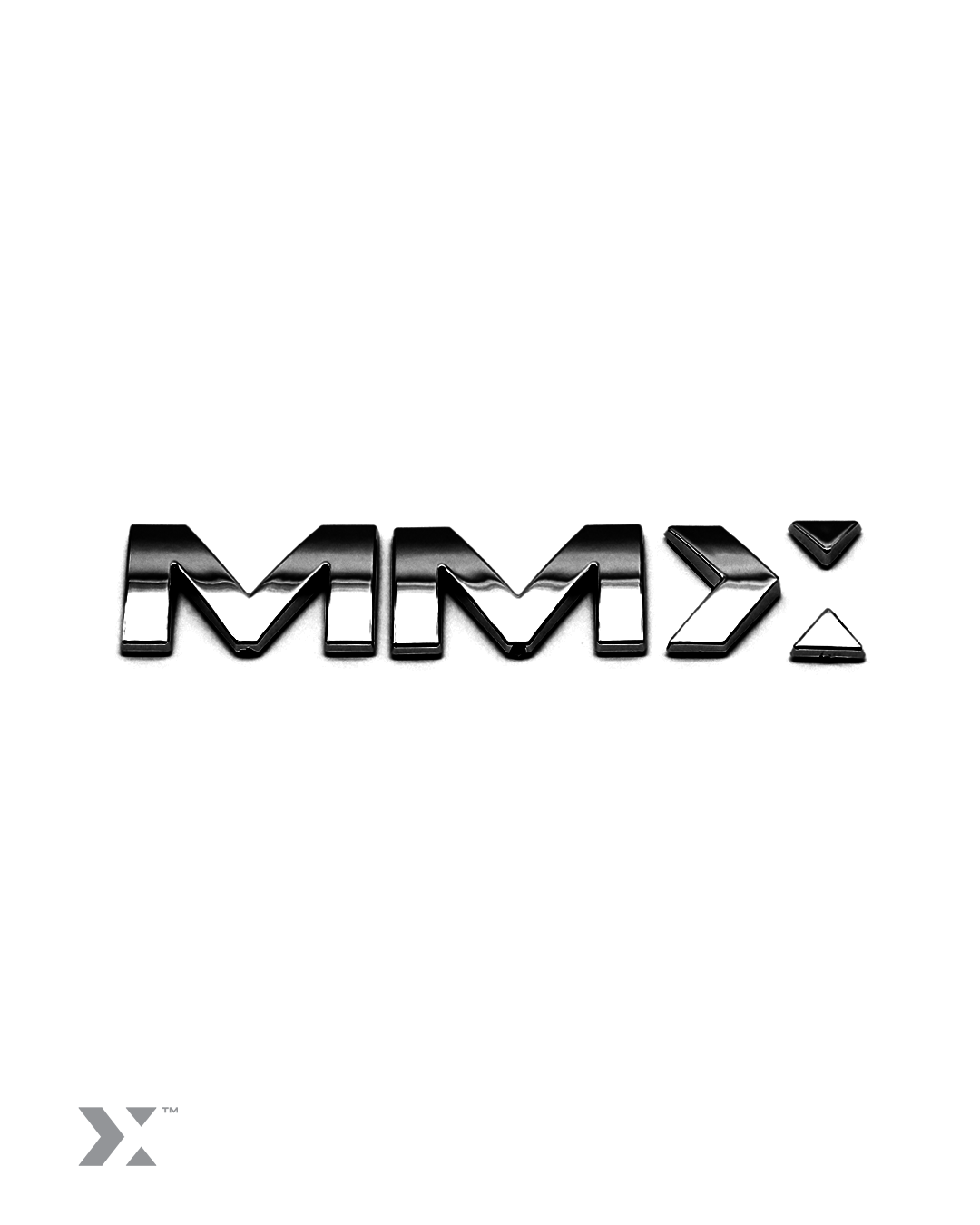 MMX 100mm vehicle badge in bright chrome finish with 3M adhesive backing - Black
