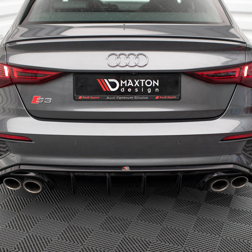 S3 Rear End Maxton Design Audi S3 8Y Sedan Gloss Black Rear Diffuser