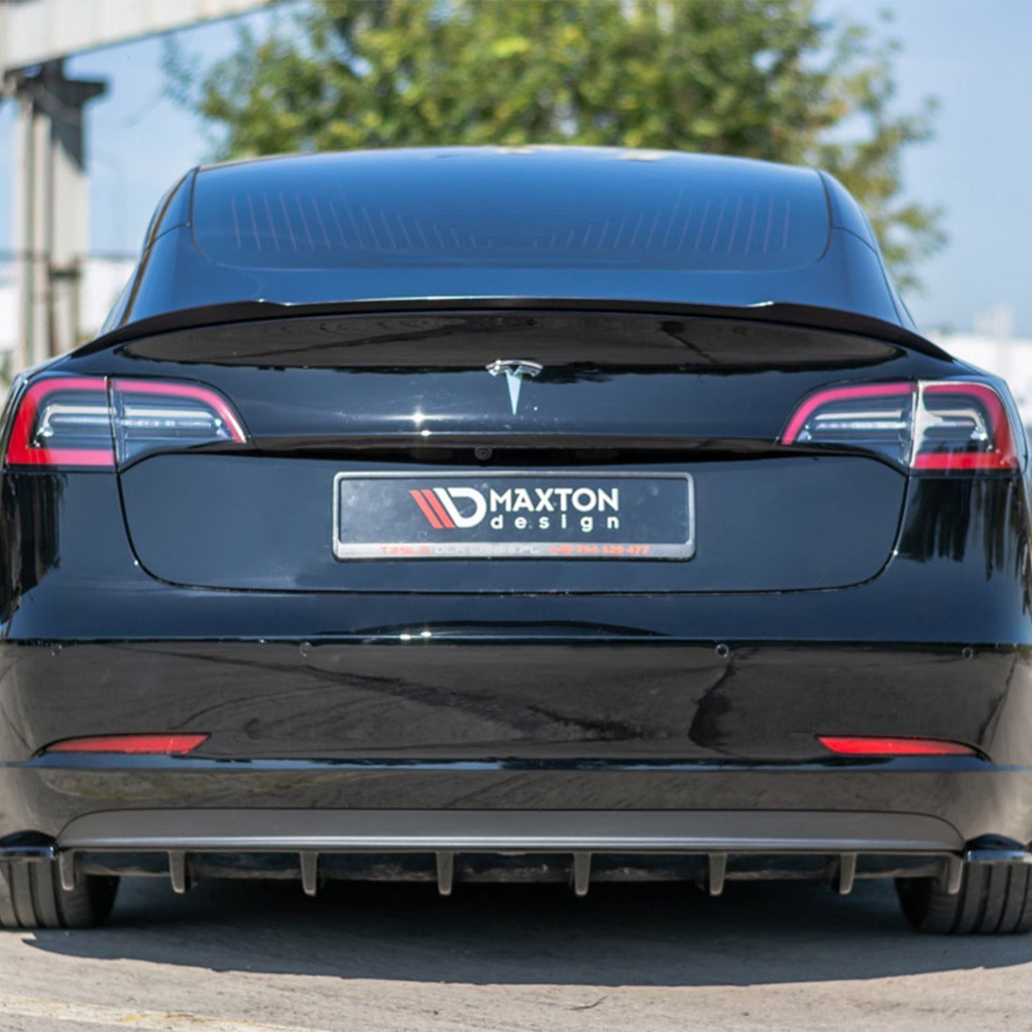 Maxton Design Tesla Model 3 V1 Rear Diffuser In Gloss Black