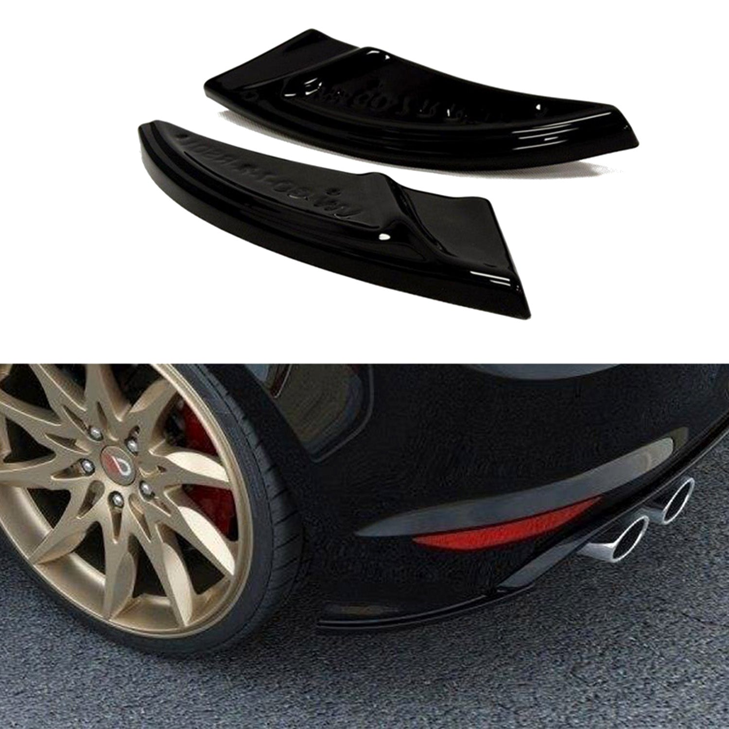 Maxton Design VW Golf R Mk7 Gloss Black Rear Side Splitters