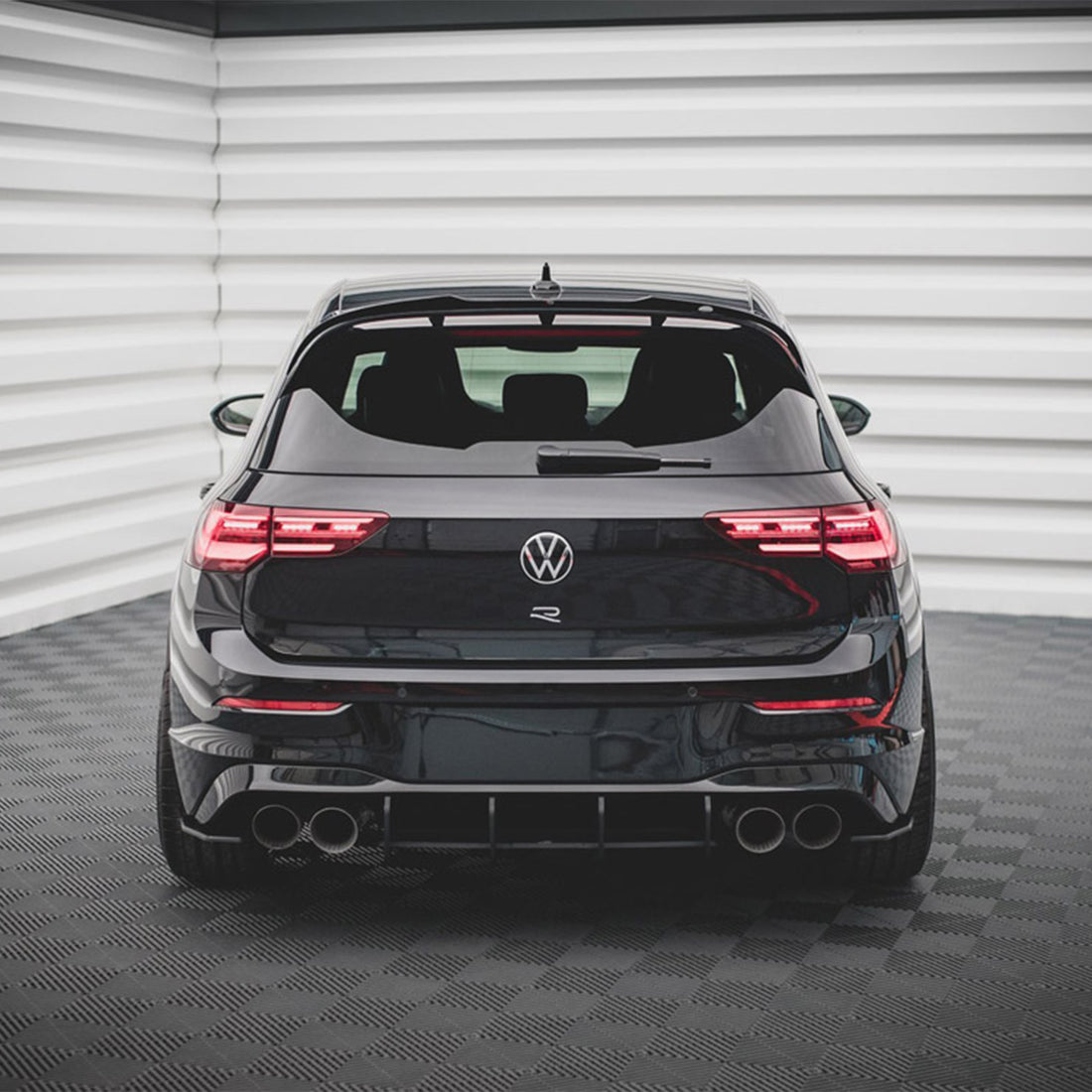 Maxton Design VW Golf R Mk8 Street Pro Black Rear Diffuser