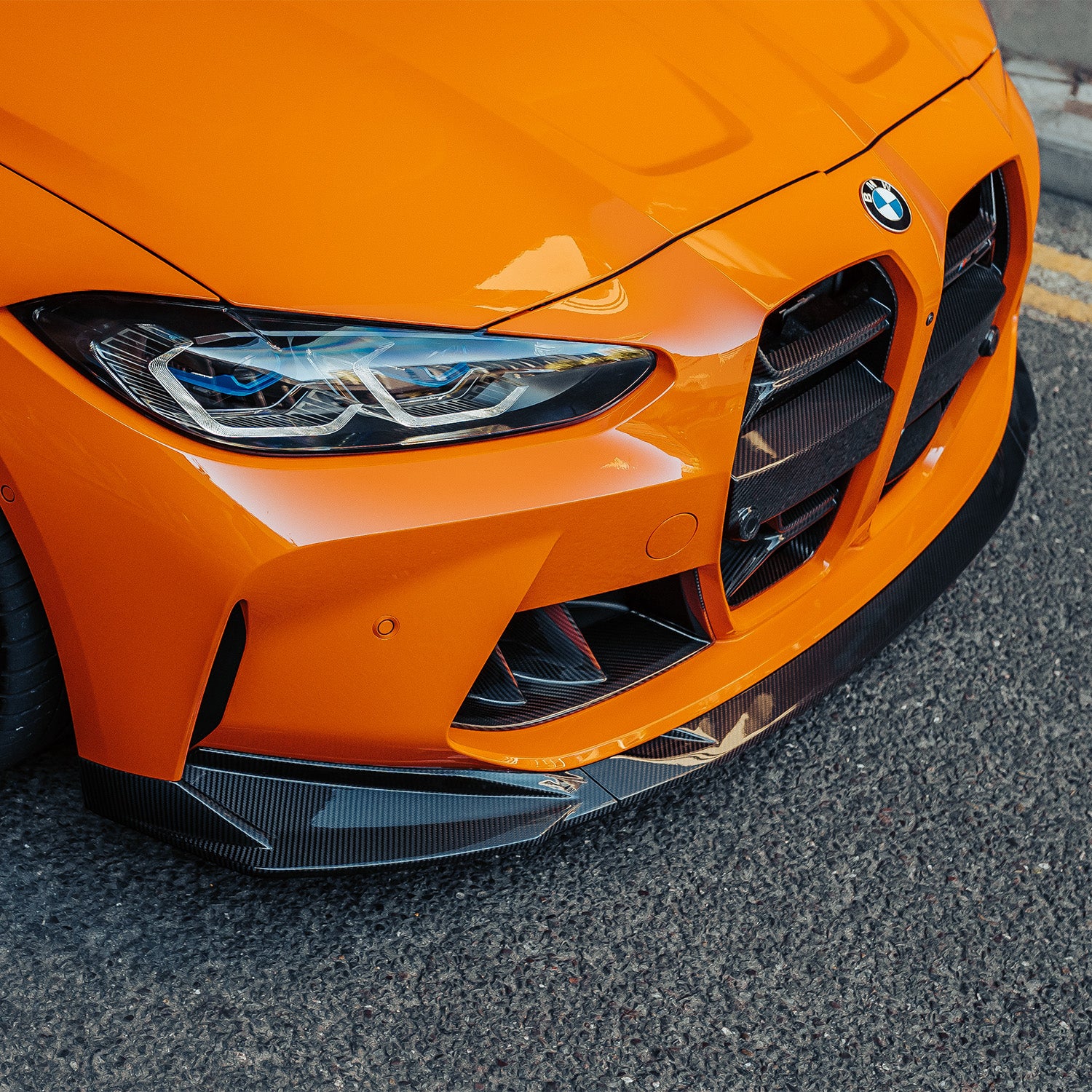 Fire Orange BMW G81 M3 Touring With SP2 Carbon Fibre Front Lip