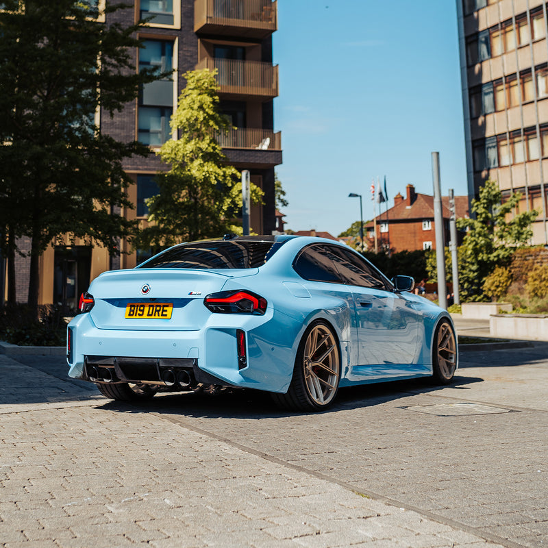 Modified BMW G87 M2 In Zandvoort Blue With Gold Wheels