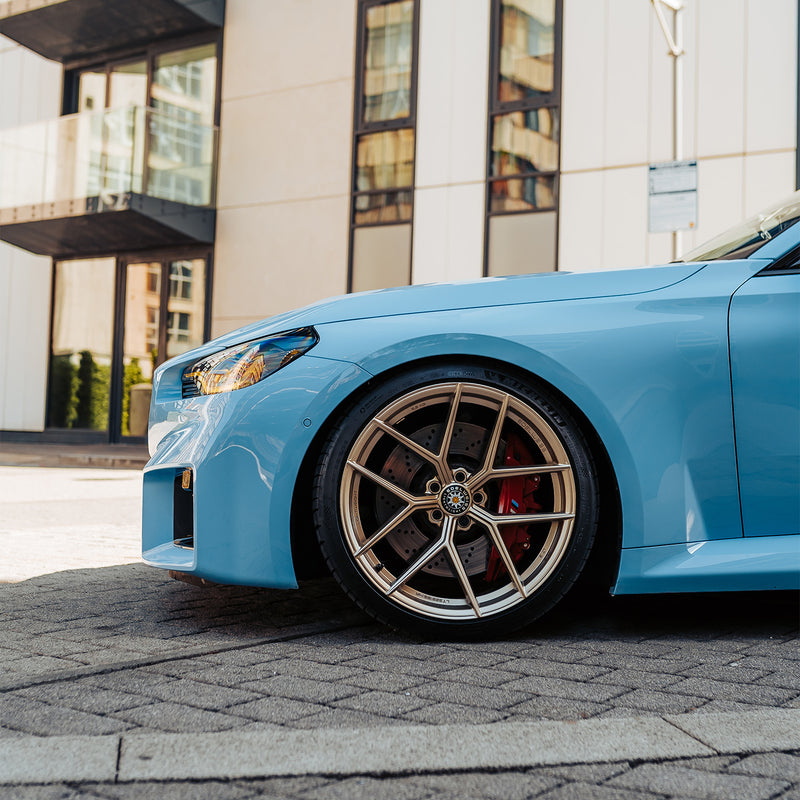Modified BMW G87 M2 In Zandvoort Blue With Gold Wheels