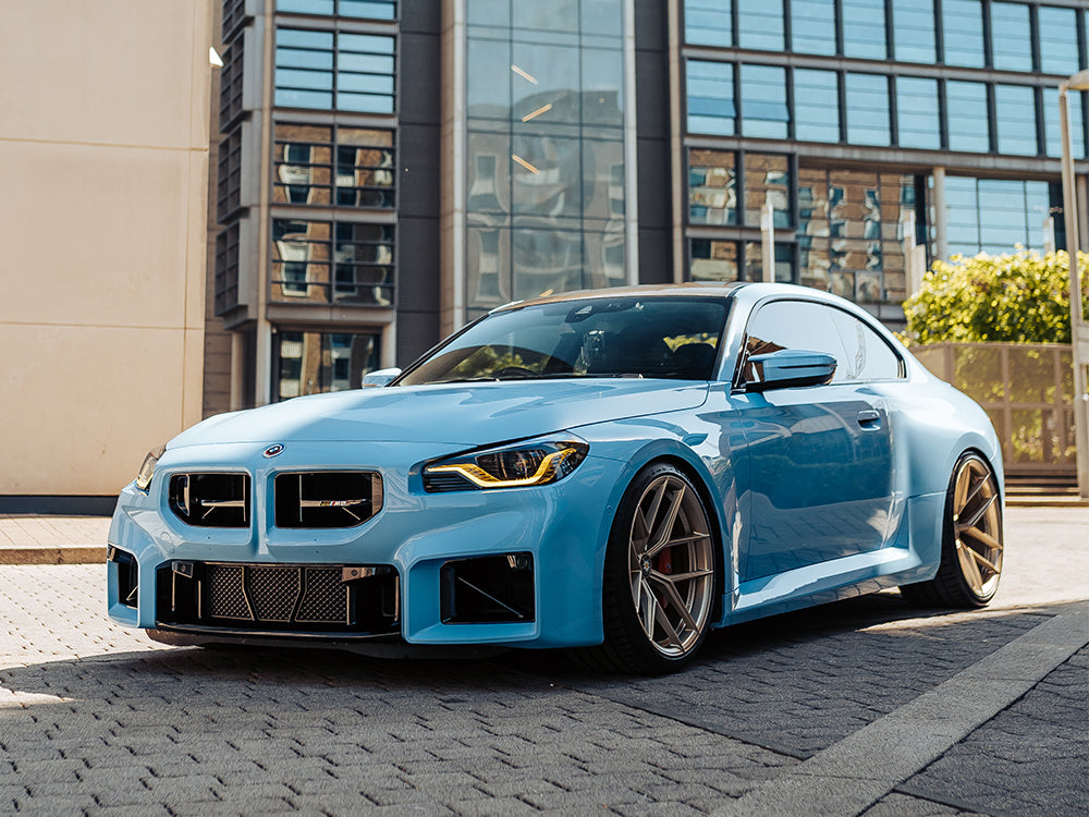 Modified BMW G87 M2 In Zandvoort Blue With Gold Wheels