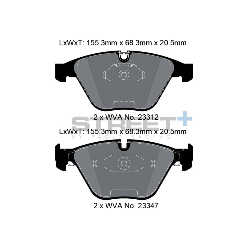 Pagid Street+ Front Brake Pads For BMW E90, E92 & E93 M3 T8023SP2001
