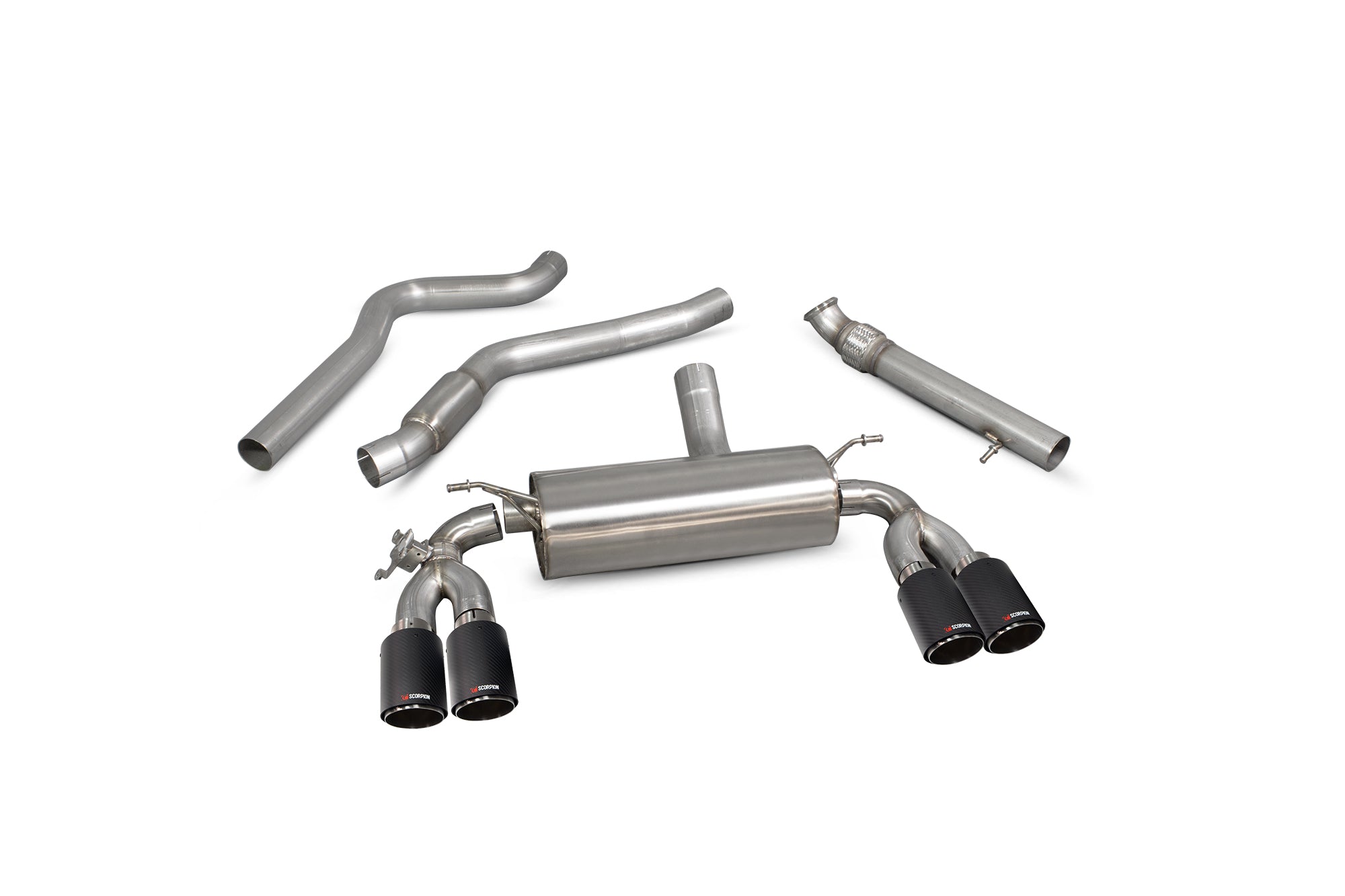Scorpion Exhaust System For BMW M2 F87 Non-GPF Carbon Fibre 90mm Ascari Tailpipes