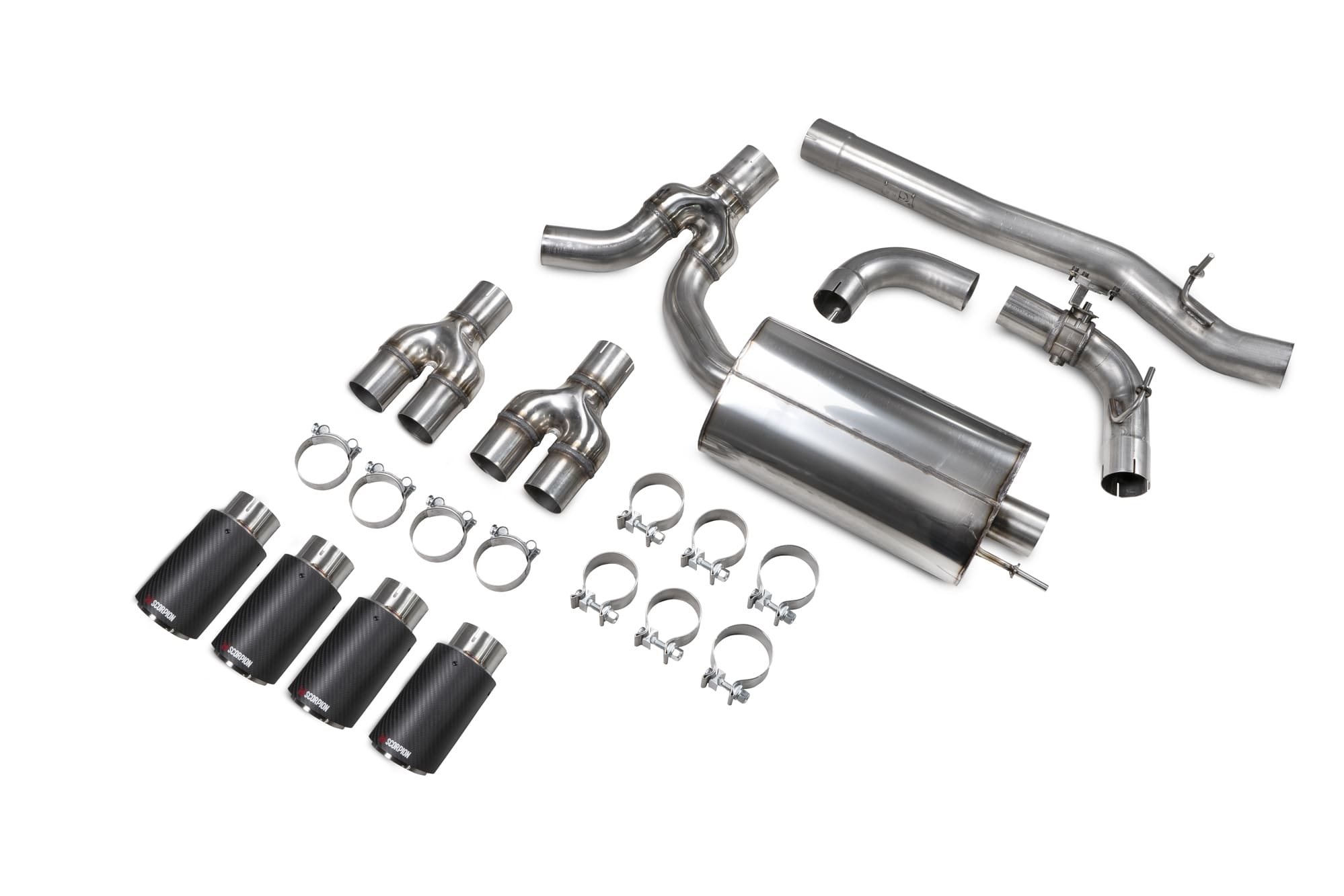 Scorpion Exhaust System For BMW M235i Gran Coupe xDrive F44 Carbon Fibre 90mm Ascari Tailpipes