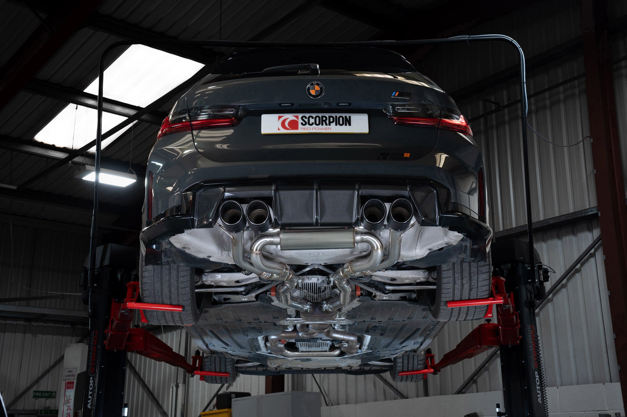 Scorpion Exhaust System For BMW M3 G81 Touring Carbon Fibre 114mm Ascari Tailpipes
