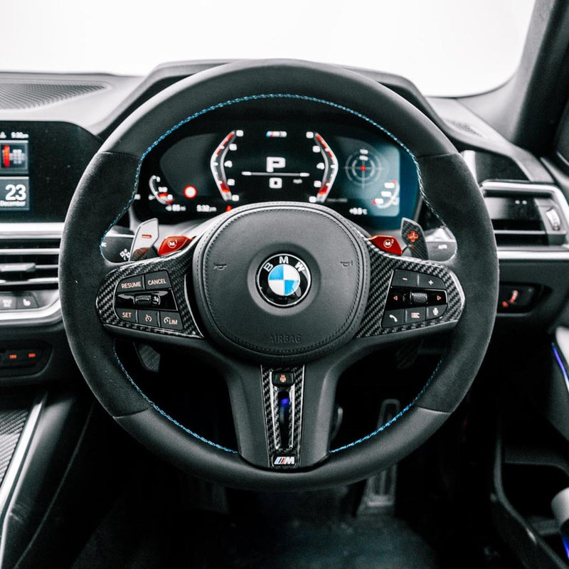 SHFT Round Steering Wheel In Alcantara & Leather For BMW G80 M3, G82 M4 & G87 M2