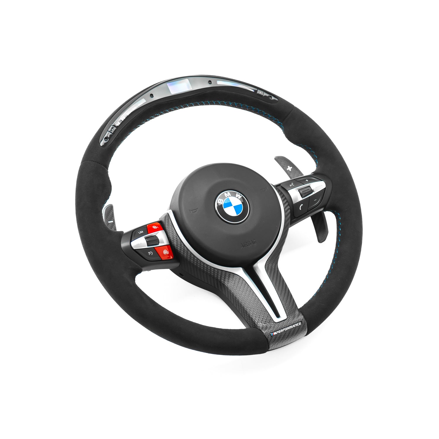 SHFT BMW F Series Round LED Steering Wheel In Full Alcantara