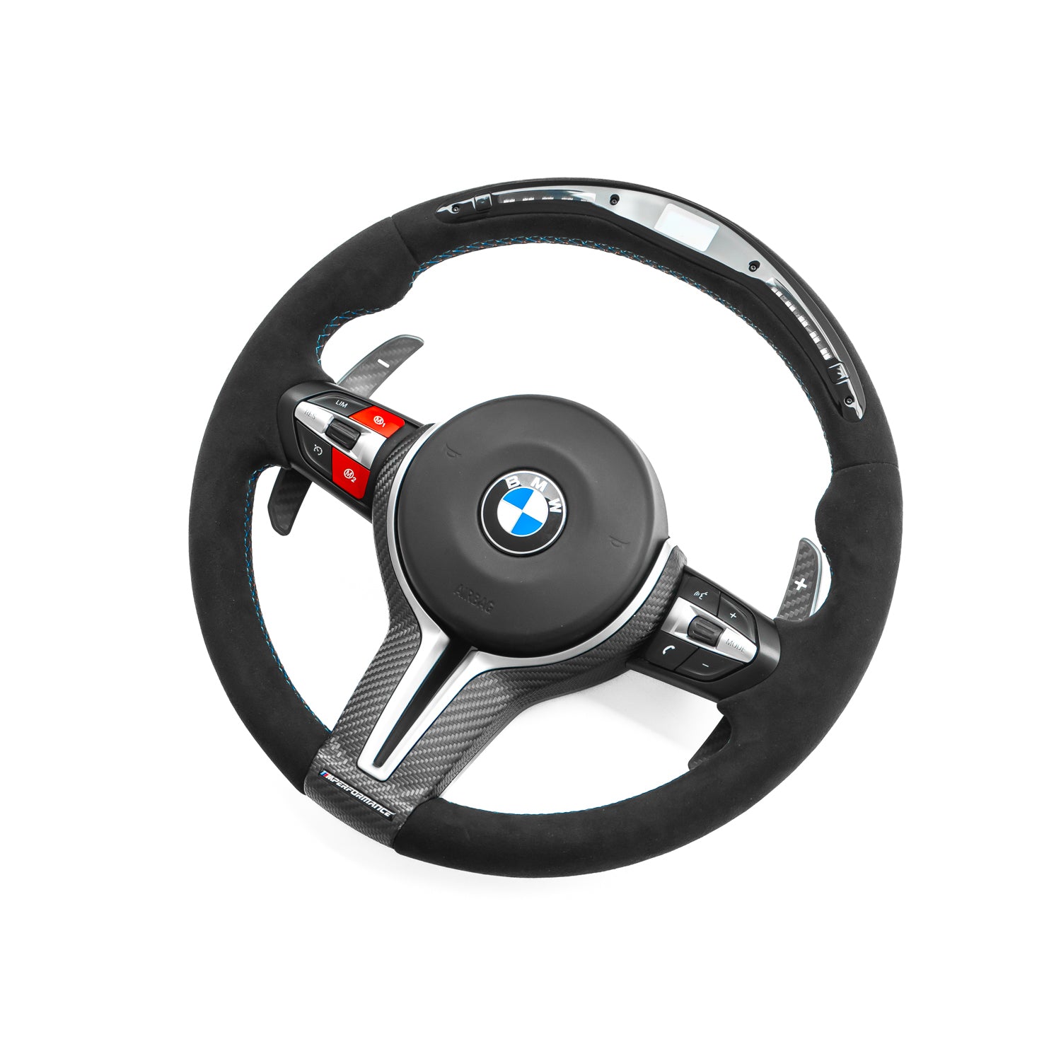 SHFT BMW F Series Round LED Steering Wheel In Full Alcantara