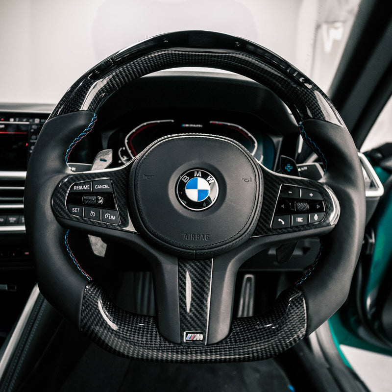 SHFT BMW G Series Carbon Fibre Steering Wheel Trim Cover Fitted Front