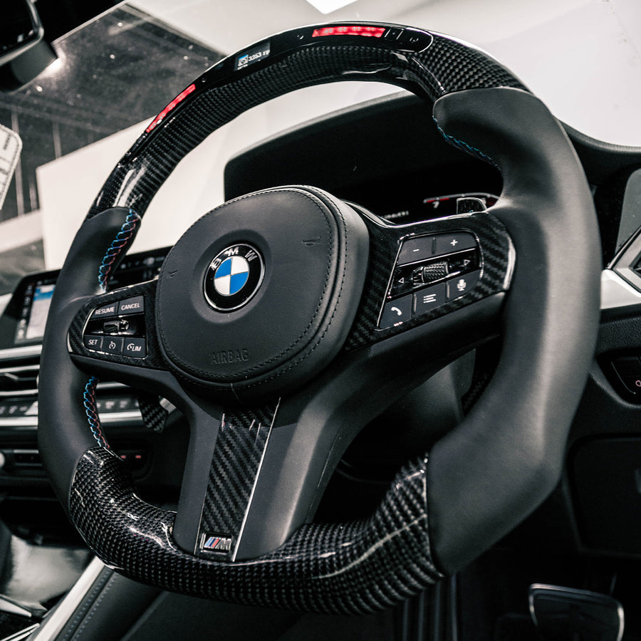 SHFT BMW G Series Carbon Fibre Steering Wheel Trim Cover Fitted Bottom