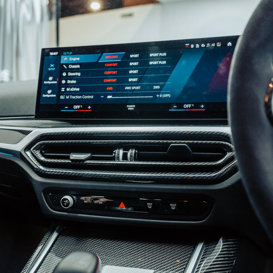 BMW G80 M3, G82 M4 & G87 M2 LCI Interior Inner Air Vent Trim In Gloss Carbon Fibre