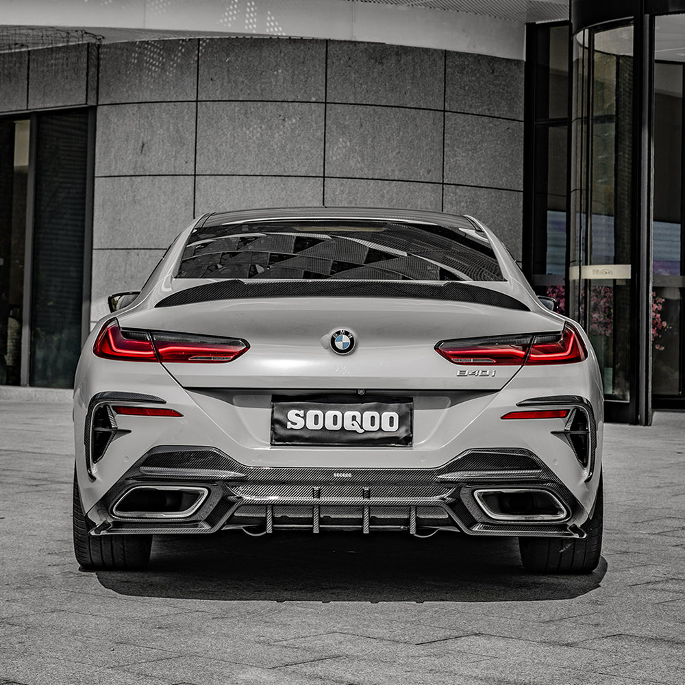 SooQoo BMW 8 Series G16 Rear Diffuser In Gloss Carbon Fibre