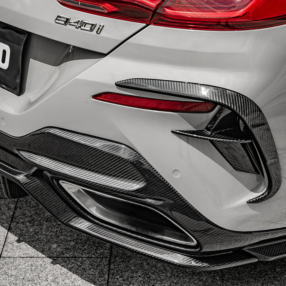 SooQoo BMW 8 Series G16 Rear Diffuser In Gloss Carbon Fibre
