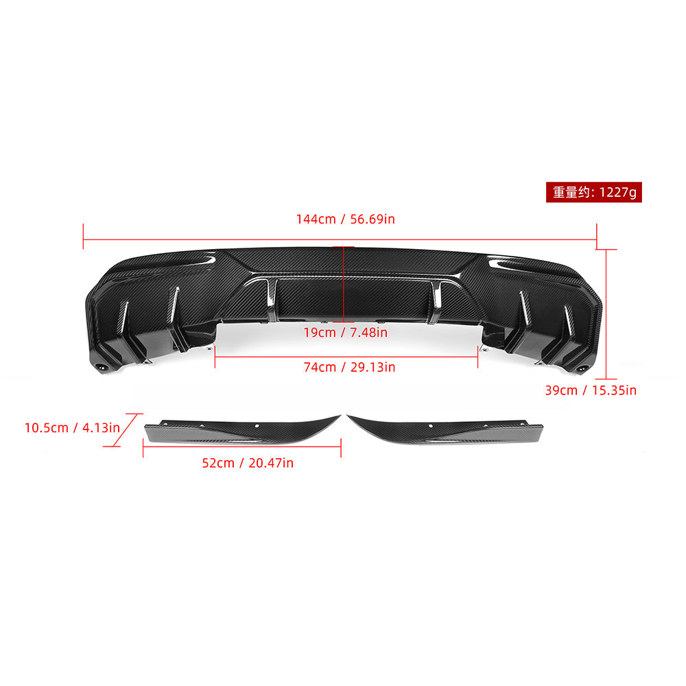SooQoo BMW I4 G26 Rear Diffuser In Gloss Carbon Fibre