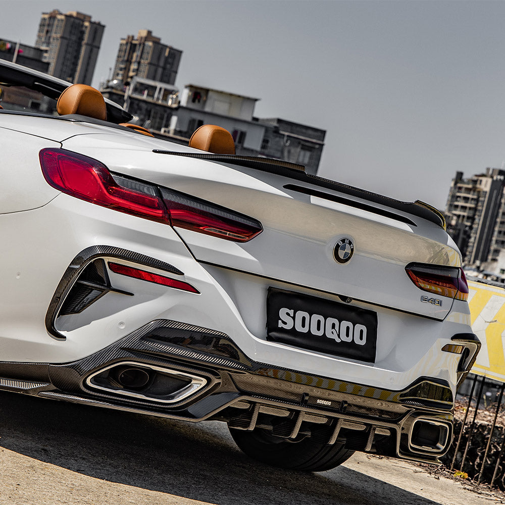 SooQoo BMW 8 Series G14 Rear Diffuser In Gloss Carbon Fibre