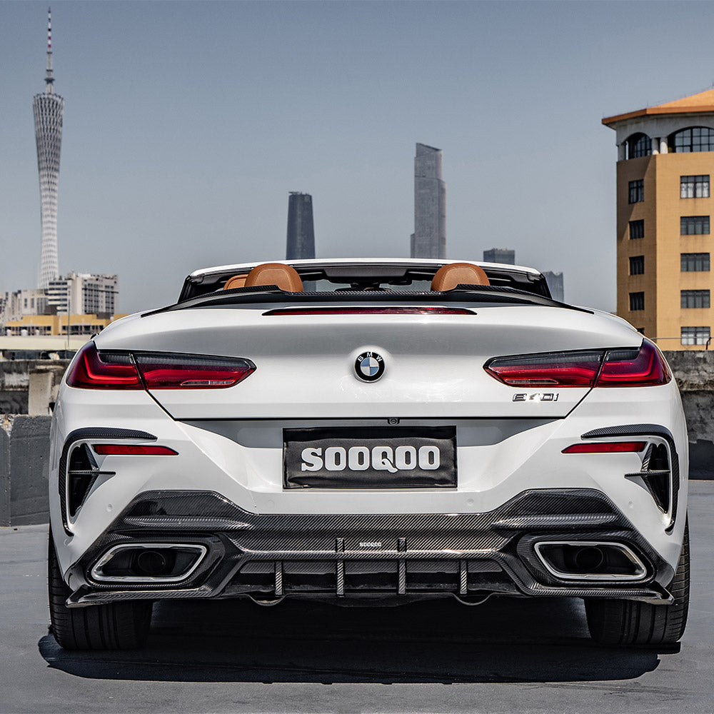 SooQoo BMW 8 Series G16 Rear Diffuser In Gloss Carbon Fibre
